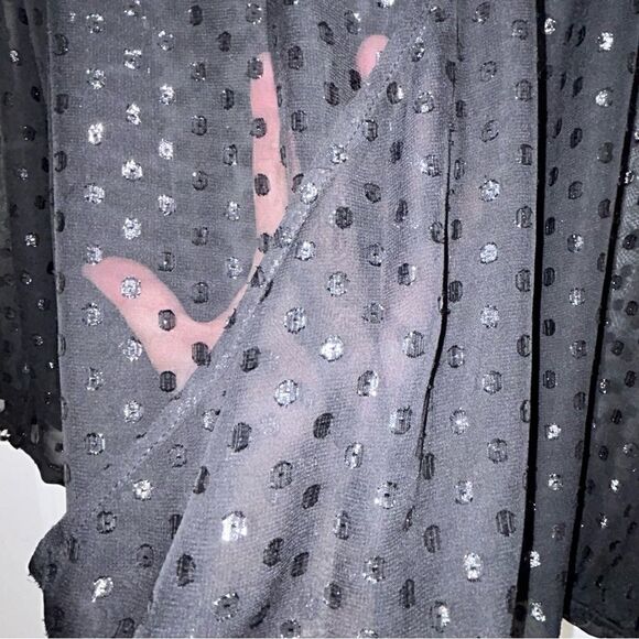 New, Lane Bryant Swiss Dot Balloon Hemline Faux Wrap Sheer Blouse Top - Picture 6 of 6